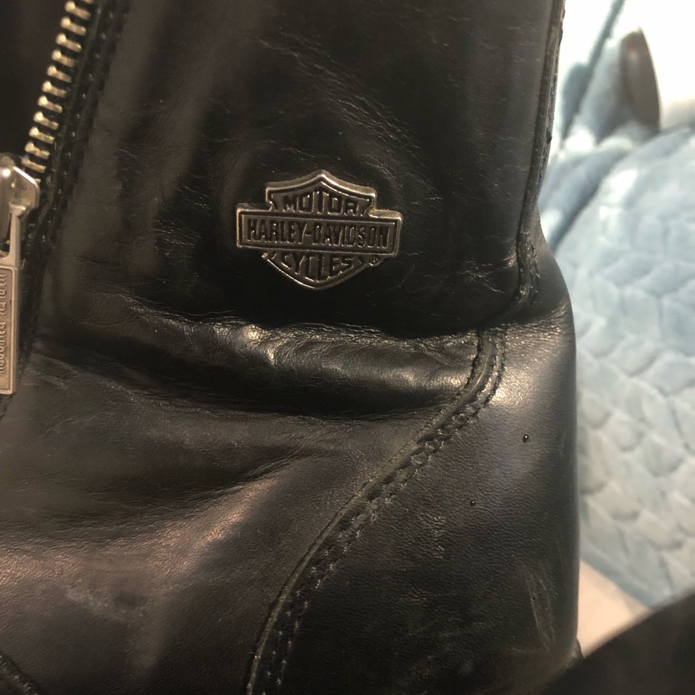 Preloved Harley Davidson Black Leather riding boots 10 ladies **** zipper - Picture 5 of 9
